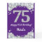 Happy 75th Birthday Purple and Silver Glitter Card