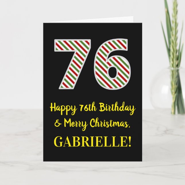 Happy 76th Birthday & Merry Christmas, Custom Name Card (Front)