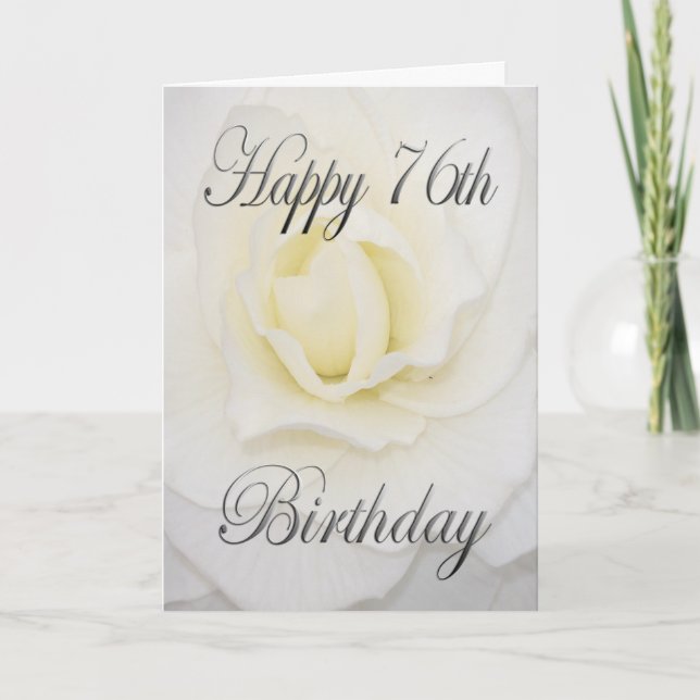 Happy 76th Birthday White Flower Card (Front)