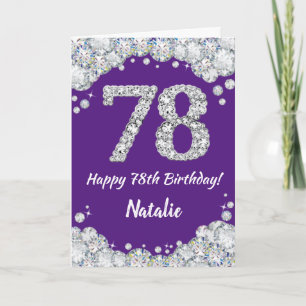 Happy 78th Birthday Purple and Silver Glitter Card