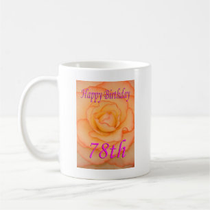 Happy 78th Birthday Yellow Flower with Pink Trim Coffee Mug