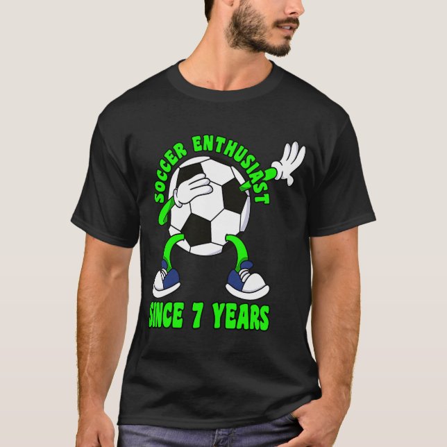 Happy 7 Birthday 7 Year Old Dabbing Soccer 7th Bir T-Shirt (Front)