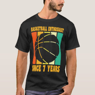 Happy 7 Birthday 7 Year Old Retro Basketball 7th B T-Shirt