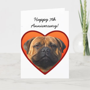 Happy 7th Anniversary Bullmastiff greeting card