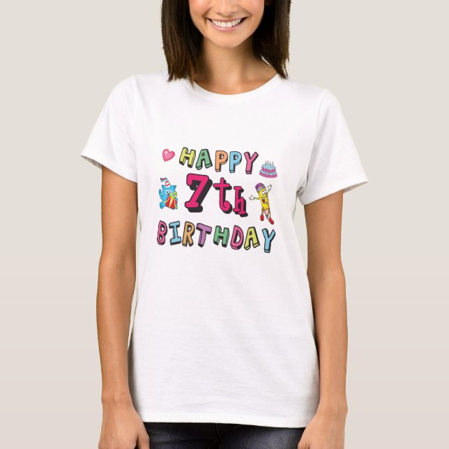 Happy 7th Birthday 7 year old wishes T-Shirt (Front)