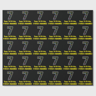 Happy 7th Birthday, Fun Colourful Stars Pattern 7 Wrapping Paper