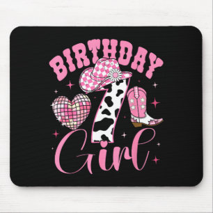 Happy 7th Birthday Girl Outfit Rodeo Western Cowgi Mouse Pad
