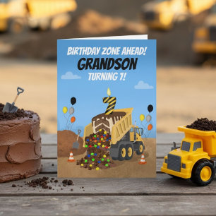 Happy 7th Birthday Grandson Dump Truck  Card
