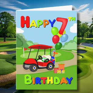 Happy 7th Birthday Red Boys Golf Card