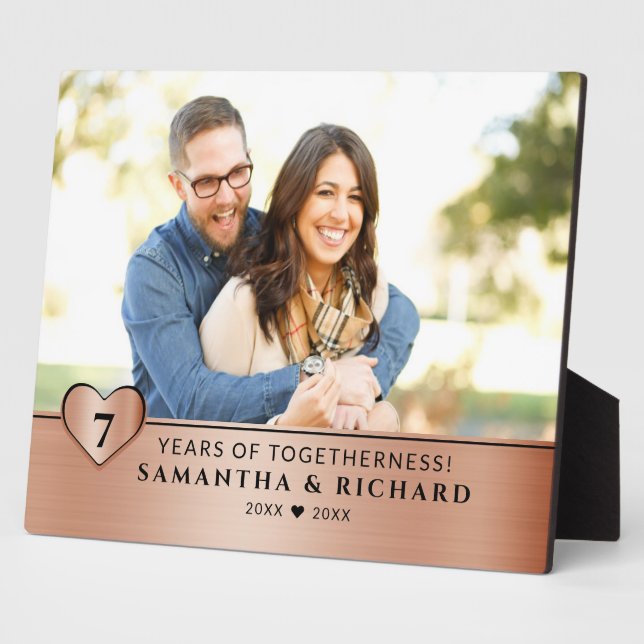 Happy 7th Copper  Wedding Anniversary Photo Plaque (Side)