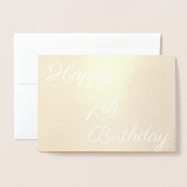 Happy 7th Gold Birthday Foil Card (Front With Envelope)