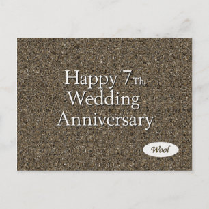 Happy 7th. Wedding Anniversary Wool Postcard