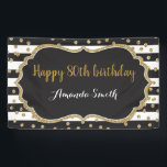 Happy 80th Birthday Banner. Gold Glitter Confetti Banner<br><div class="desc">Happy 80th Birthday Banner for women or man. Black and Gold Birthday Party Banner. Gold Glitter Confetti. Black and White Stripes. Printable Digital. For further customization,  please click the "Customize it" button and use our design tool to modify this template.</div>