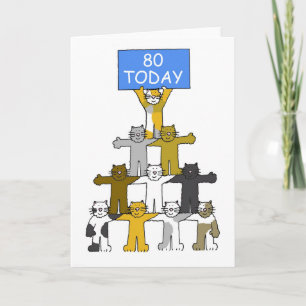 Happy 80th Birthday Cartoon Cats. Card