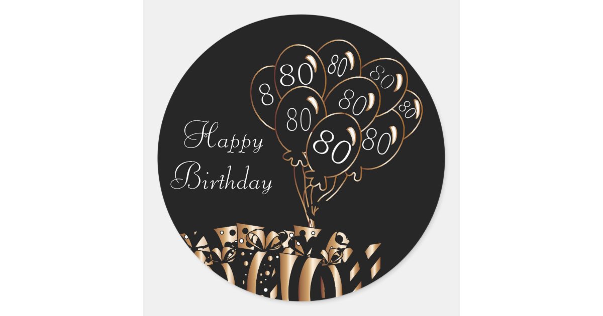 Happy 80th Birthday Classic Round Sticker | Zazzle