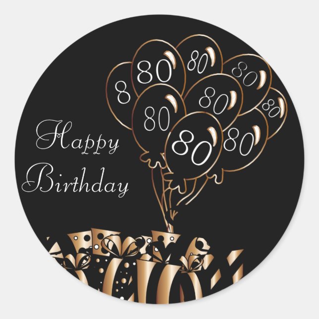 Happy 80th Birthday Classic Round Sticker (Front)