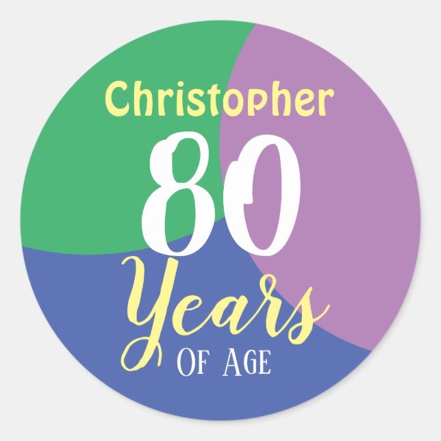 Happy 80th Birthday Classic Round Sticker (Front)