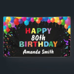 Happy 80th Birthday Colourful Balloons Confetti Banner<br><div class="desc">Happy 80th Birthday Colourful Balloons Confetti Banner. For further customisation,  please click the "Customise it" button and use our design tool to modify this template.</div>