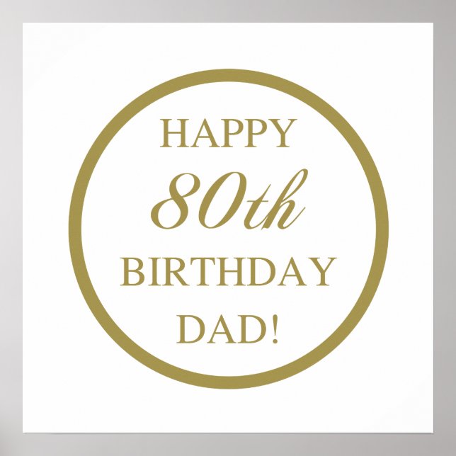 Happy 80th Birthday Dad Poster (Front)