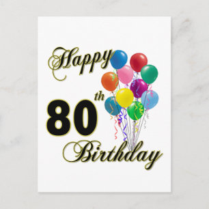 Happy 80th Birthday Gifts and Birthday Apparel Postcard