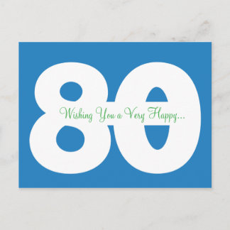 Happy 80th Birthday Milestone Postcards - in Blue