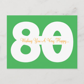 Happy 80th Birthday Milestone Postcards - in Green