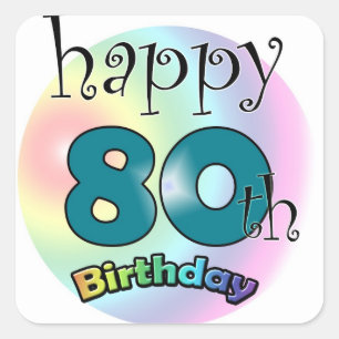 Happy 80th Birthday Square Sticker