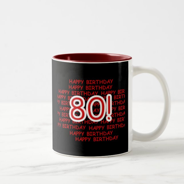 Happy 80th Birthday Two-Tone Coffee Mug (Right)