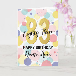 Happy 83rd Birthday Pastel Rainbow Gold Woman Card