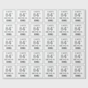 HAPPY 84TH BIRTHDAY; Art Deco Style; Custom Name Wrapping Paper