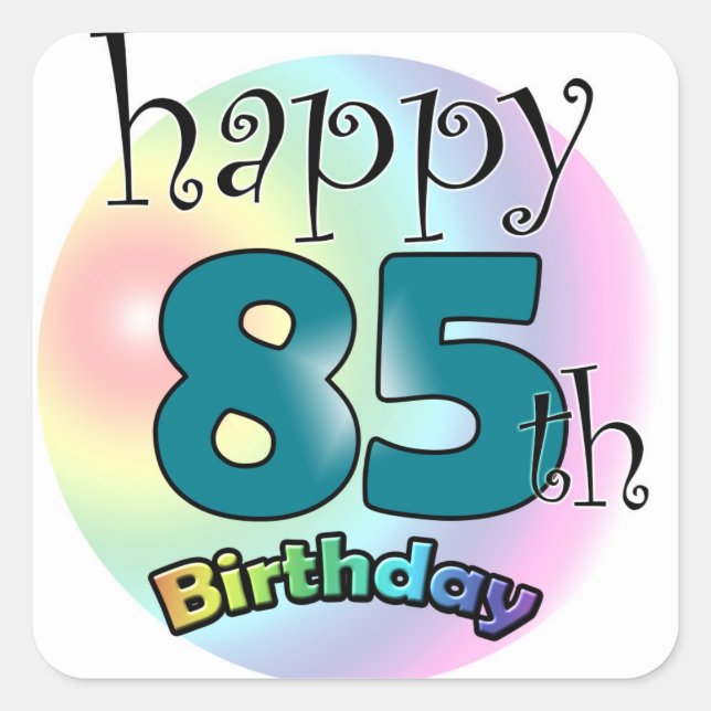 Happy 85th Birthday (Blue) Square Sticker (Front)