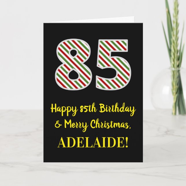 Happy 85th Birthday & Merry Christmas, Custom Name Card (Front)