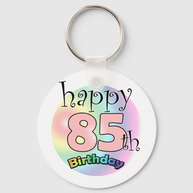 Happy 85th Birthday (roze) Key Ring (Front)