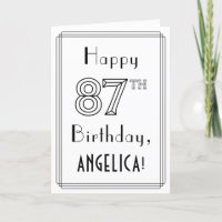 Happy 87th Birthday, Art Deco Style w/ Custom Name