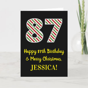 Happy 87th Birthday & Merry Christmas, Custom Name Card