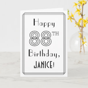 Happy 88th Birthday, Art Deco Style w/ Custom Name Card