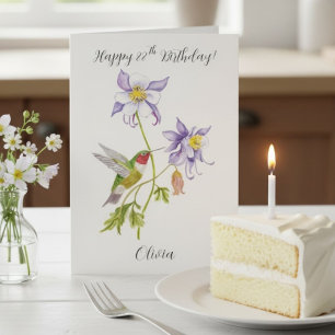 Happy 88th Birthday Columbine with Hummingbird Card