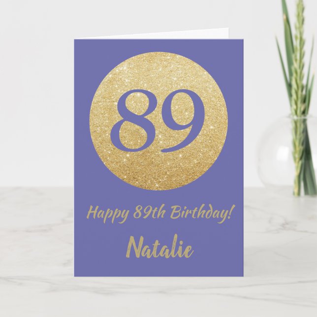 Happy 89th Birthday and Gold Glitter Card (Front)
