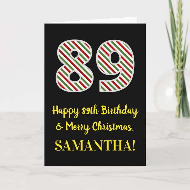 Happy 89th Birthday & Merry Christmas, Custom Name Card (Front)
