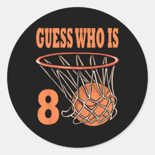 Happy 8th Birthday 8 Year Old Basketball 8th Birth Classic Round Sticker
