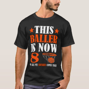 Happy 8th Birthday 8 Year Old Basketball 8th Birth T-Shirt