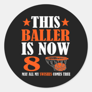 Happy 8th Birthday 8 Year Old Bysketbyll 8th Birth Classic Round Sticker