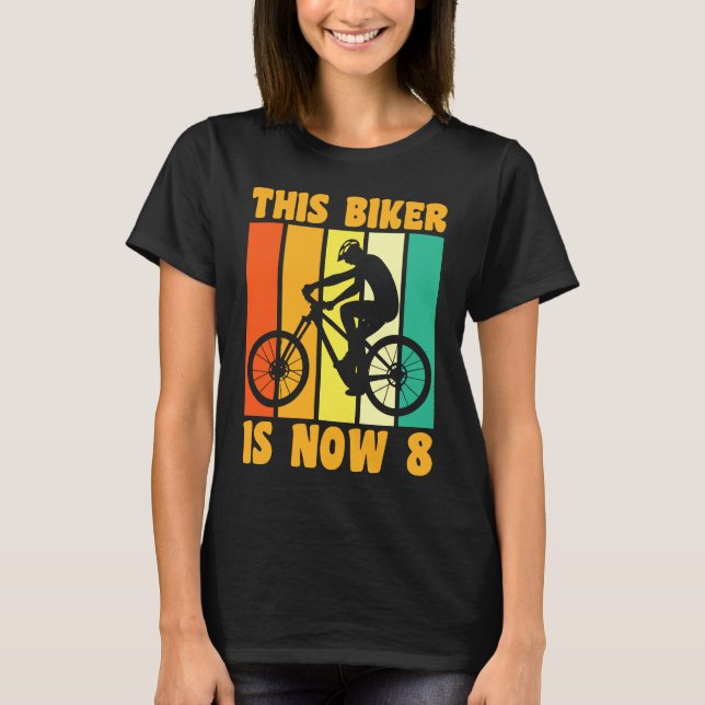 Happy 8th Birthday 8 Year Old Cycling Biking 8th B T-Shirt (Front)