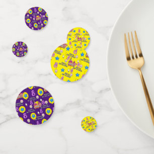 Happy 8th Birthday Confetti, #8 Yellow & Purple Confetti