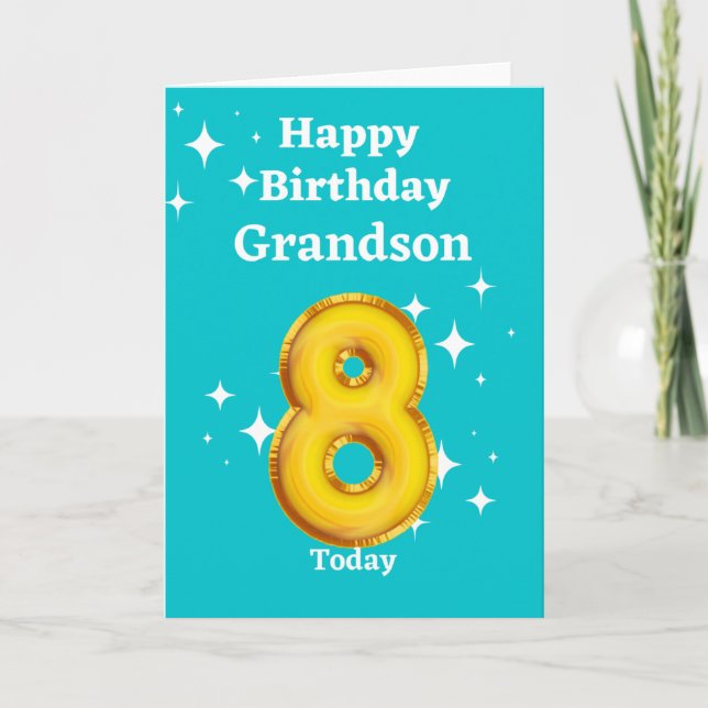 Happy 8th Birthday Grandson Card (Front)
