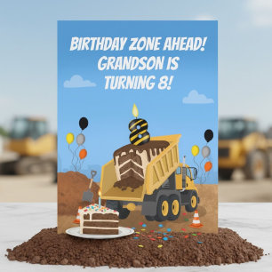 Happy 8th Birthday Grandson Dump Truck  Card