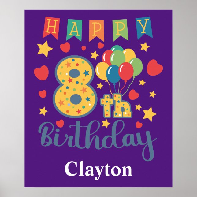 Happy 8th Birthday Poster (Front)