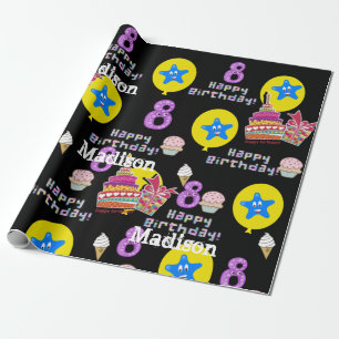 Happy 8th Birthday Wrapping Paper Balloons #8