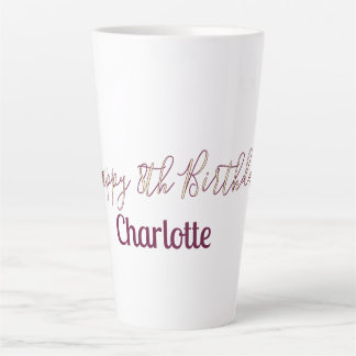 happy 8th birthday yellow maron name date retro mo latte mug