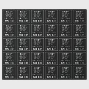 HAPPY 90TH BIRTHDAY; Art Deco Style w/ Custom Name Wrapping Paper
